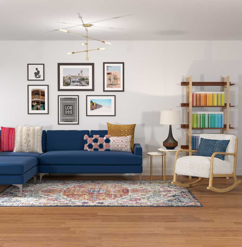 Bohemian, Glam Living Room Design by Havenly Interior Designer Kelly