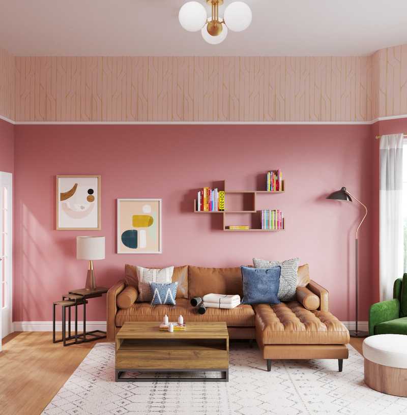Bohemian, Midcentury Modern Living Room Design by Havenly Interior Designer Michelle
