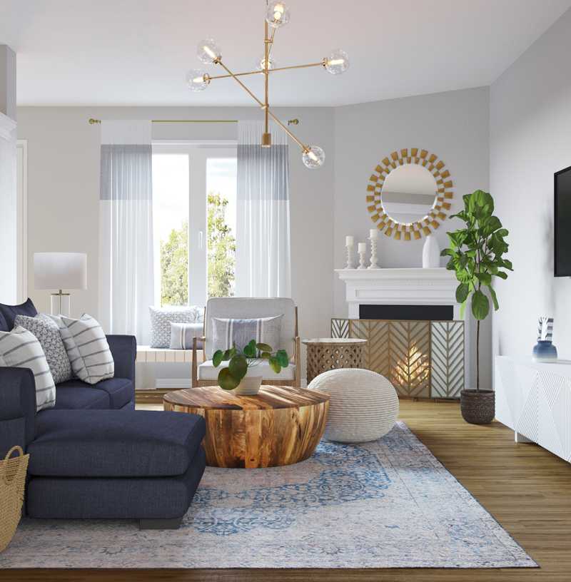 Modern, Eclectic, Bohemian, Coastal, Preppy Living Room Design by Havenly Interior Designer Hayley