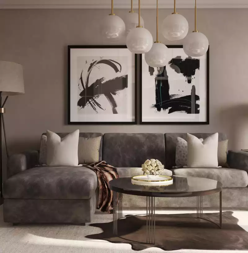 Glam, Transitional Living Room Design by Havenly Interior Designer Amy