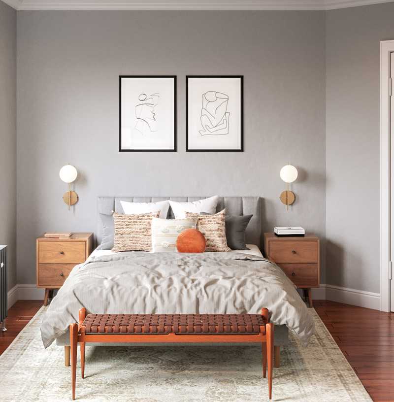Bohemian, Midcentury Modern Bedroom Design by Havenly Interior Designer Chanel