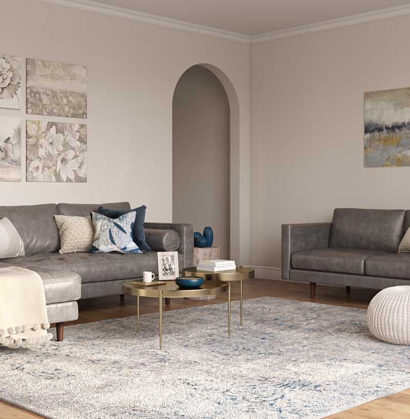 Contemporary, Farmhouse Living Room Design by Havenly Interior Designer Jill