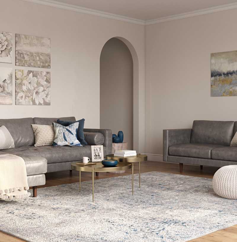Contemporary, Farmhouse Living Room Design by Havenly Interior Designer Jill