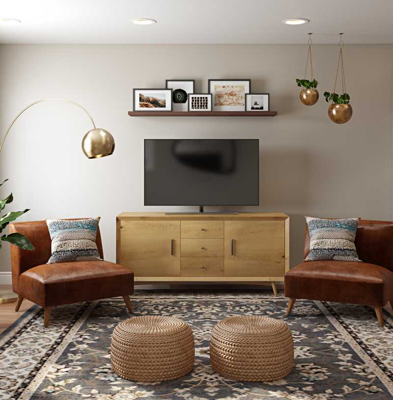 Rustic, Midcentury Modern Living Room Design by Havenly Interior Designer Haley