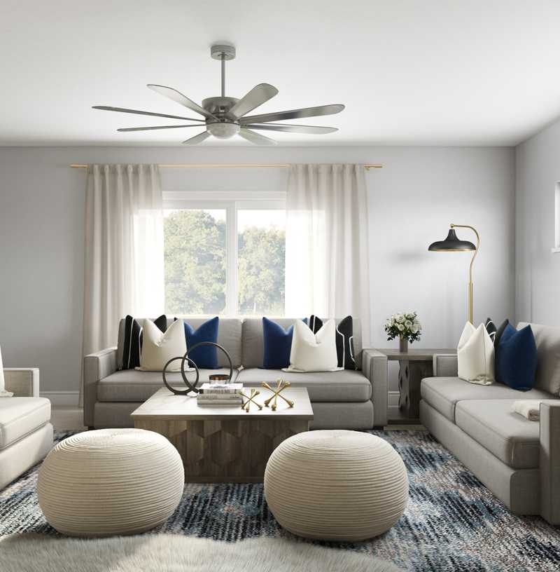 Contemporary, Glam Living Room Design by Havenly Interior Designer Amy