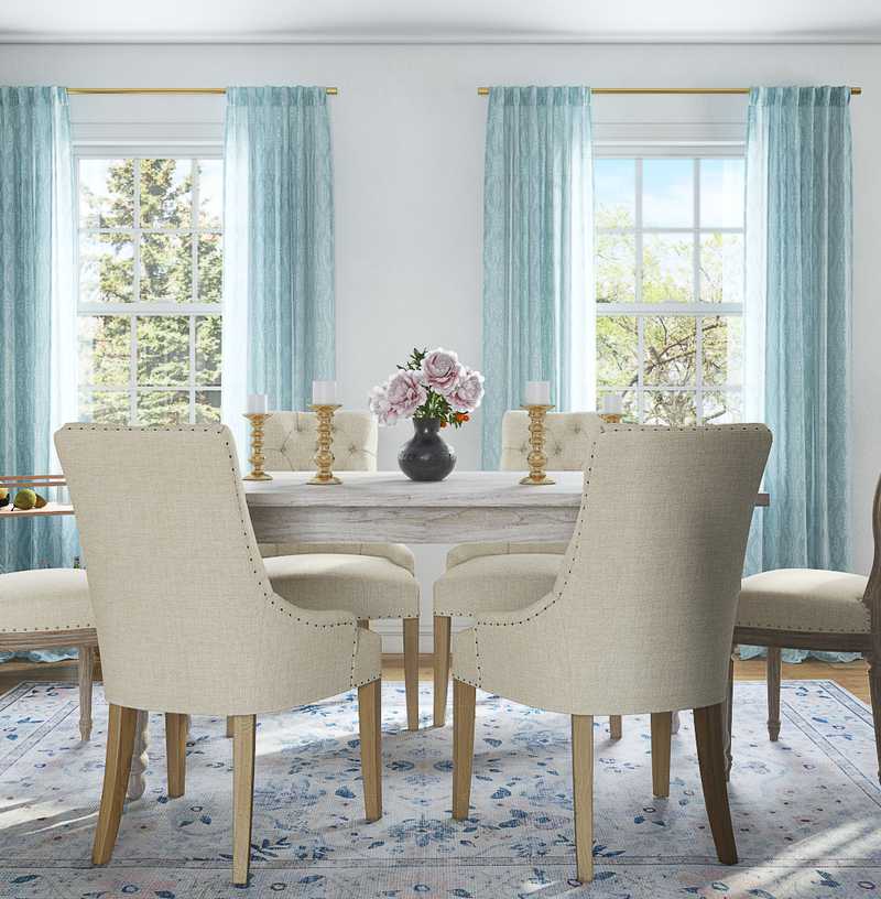 Coastal, Preppy Dining Room Design by Havenly Interior Designer Yoseika