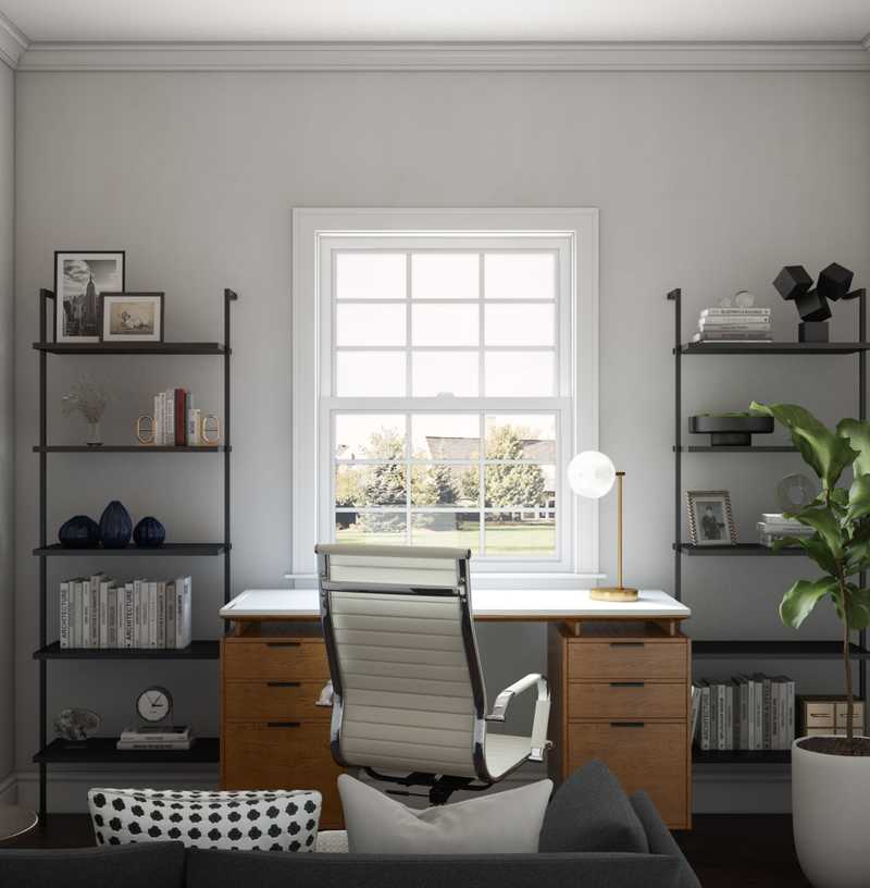 Modern, Industrial, Minimal Office Design by Havenly Interior Designer Karen