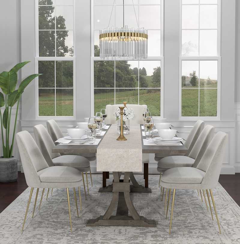 Glam, Rustic Dining Room Design by Havenly Interior Designer Laura