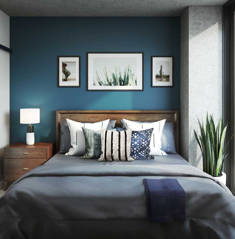 Bohemian, Global, Midcentury Modern Bedroom Design by Havenly Interior Designer Lydia