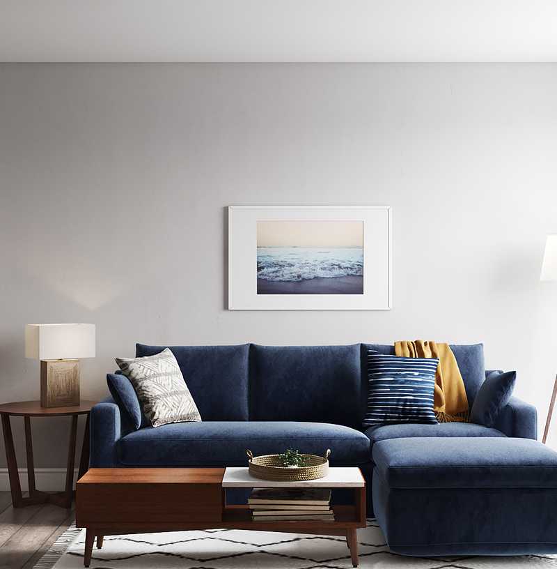 Bohemian, Midcentury Modern Living Room Design by Havenly Interior Designer Ella