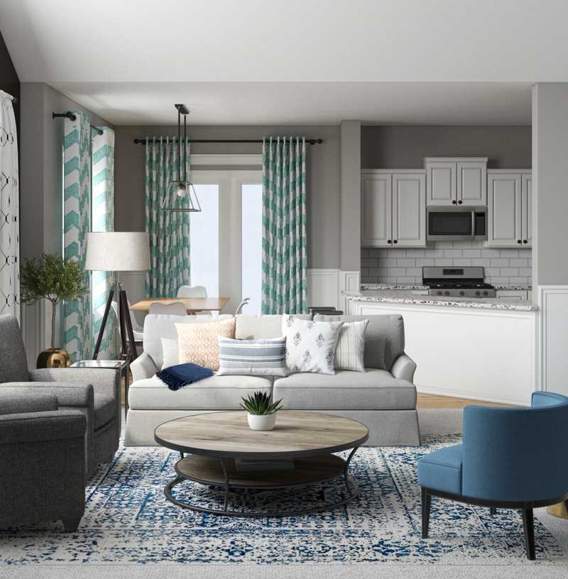 Modern, Farmhouse, Midcentury Modern Living Room Design by Havenly Interior Designer Natalie