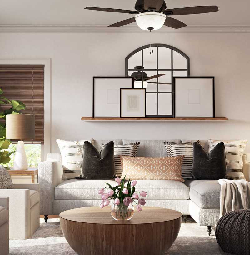 Contemporary, Bohemian, Farmhouse, Scandinavian Living Room Design by Havenly Interior Designer Dani