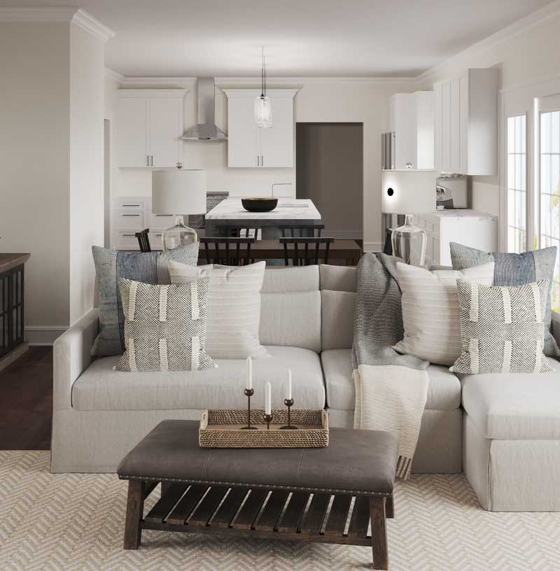 Coastal, Farmhouse, Transitional Living Room Design by Havenly Interior Designer Sara
