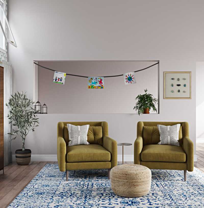 Contemporary, Bohemian, Farmhouse Living Room Design by Havenly Interior Designer Catrina