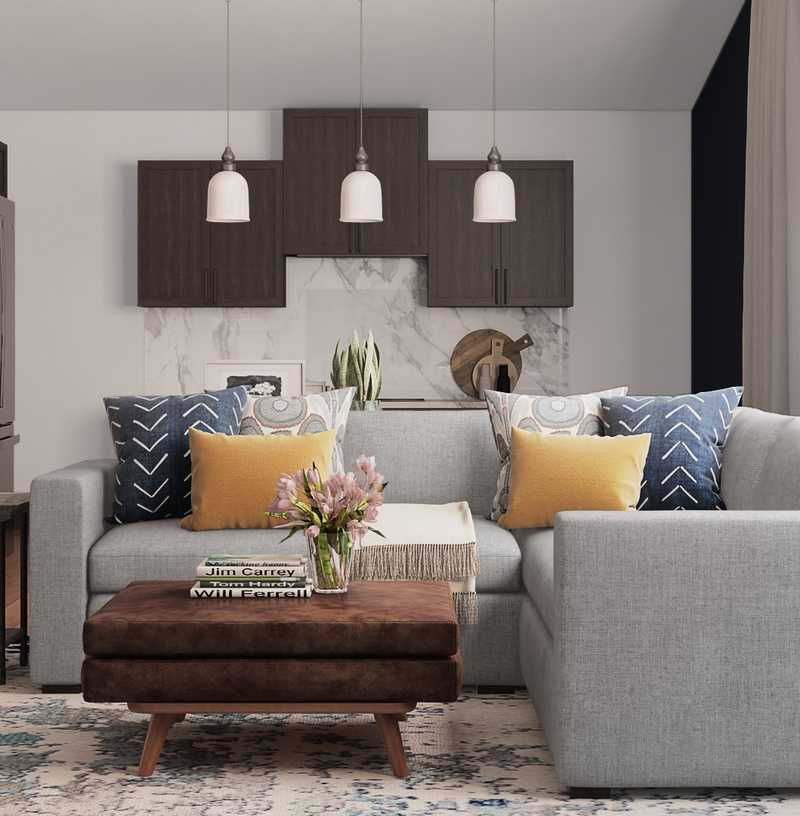 Contemporary, Coastal, Transitional Living Room Design by Havenly Interior Designer Katie