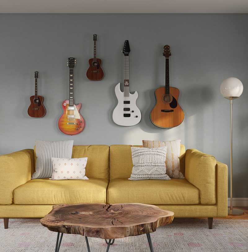 Bohemian, Midcentury Modern Living Room Design by Havenly Interior Designer Isabella