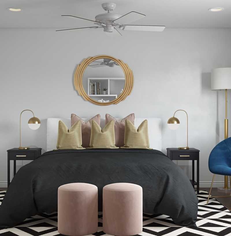 Glam, Midcentury Modern Bedroom Design by Havenly Interior Designer Jessica