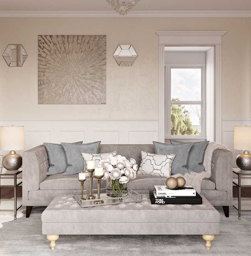 Contemporary, Coastal, Glam Living Room Design by Havenly Interior Designer Miriama