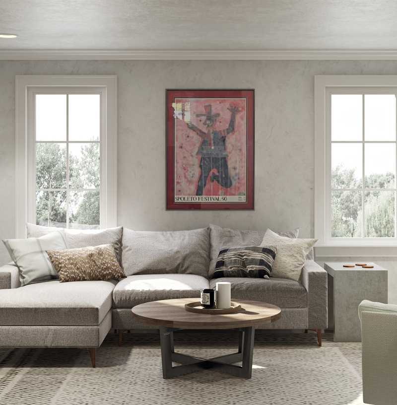 Contemporary, Industrial, Midcentury Modern Living Room Design by Havenly Interior Designer Erin