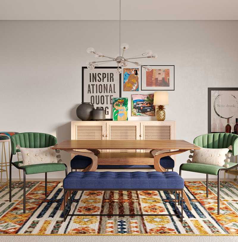 Eclectic, Bohemian, Global, Midcentury Modern Dining Room Design by Havenly Interior Designer Natalie