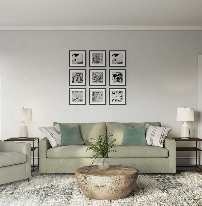Contemporary, Farmhouse Living Room Design by Havenly Interior Designer Kylie