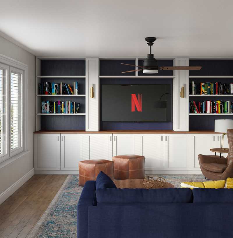 Contemporary, Bohemian, Midcentury Modern Living Room Design by Havenly Interior Designer Sharon