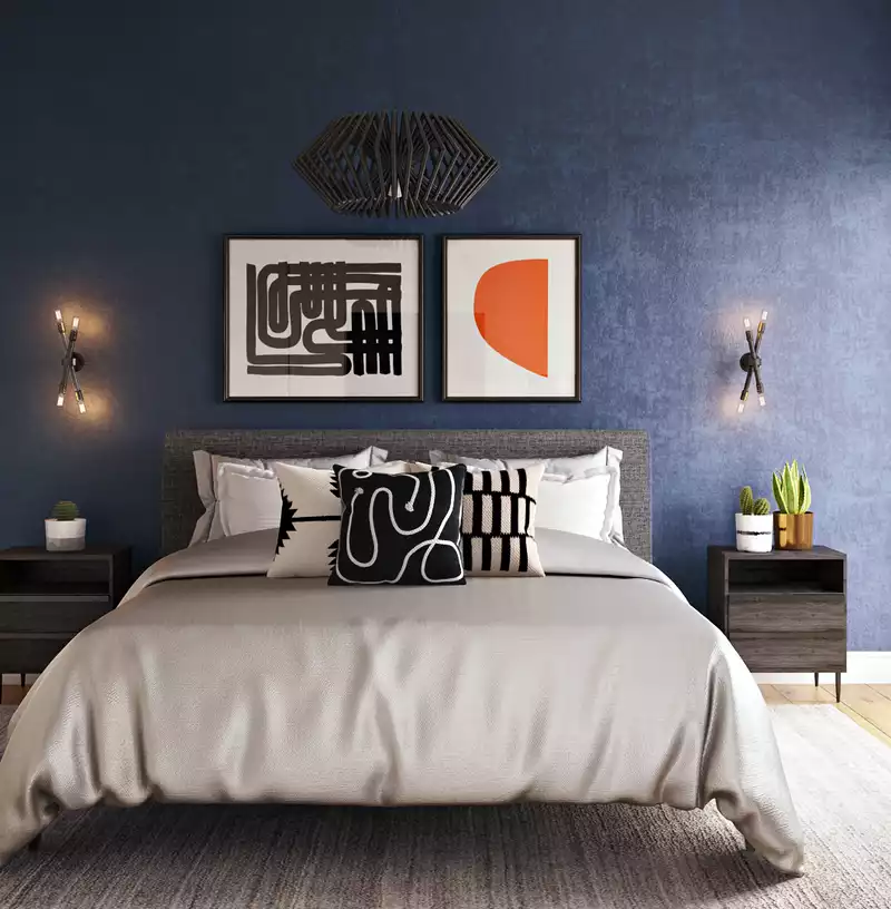 Bohemian, Industrial, Scandinavian Bedroom Design by Havenly Interior Designer Sarah