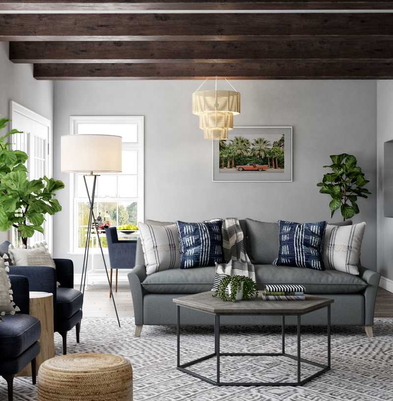 Modern, Eclectic, Bohemian, Transitional, Midcentury Modern Living Room Design by Havenly Interior Designer Leah