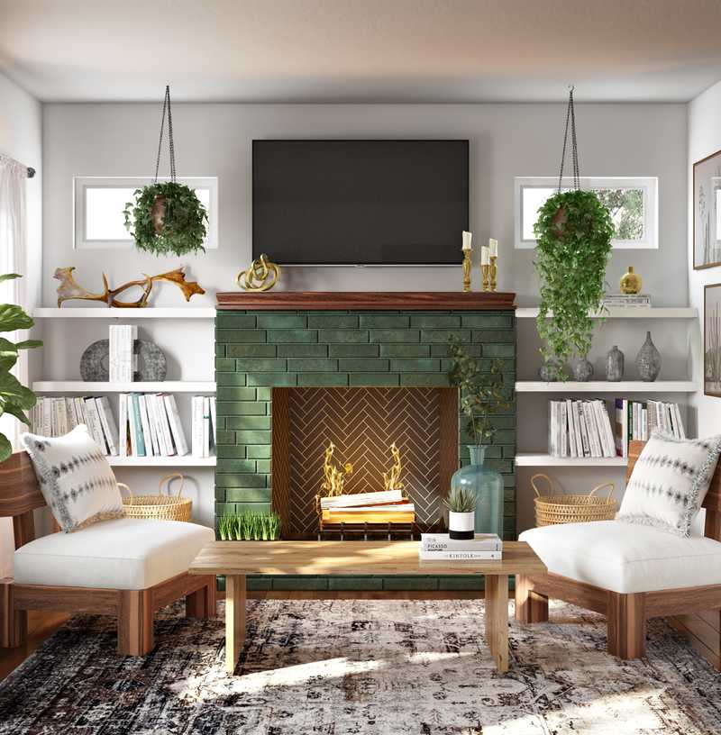 Bohemian, Global, Midcentury Modern Living Room Design by Havenly Interior Designer Kiele