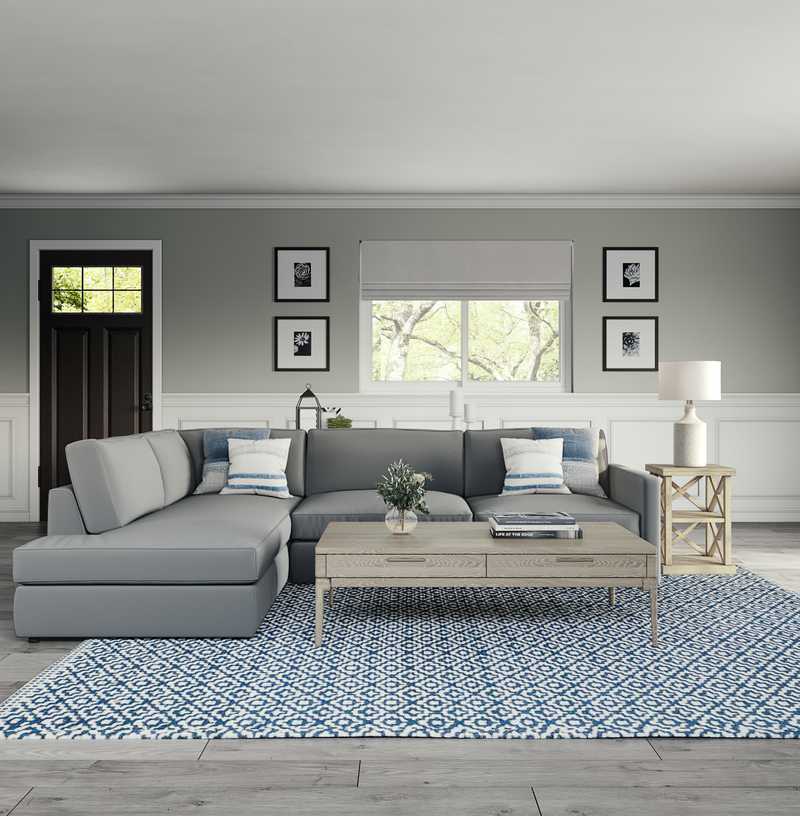 Coastal, Transitional Living Room Design by Havenly Interior Designer Caroline