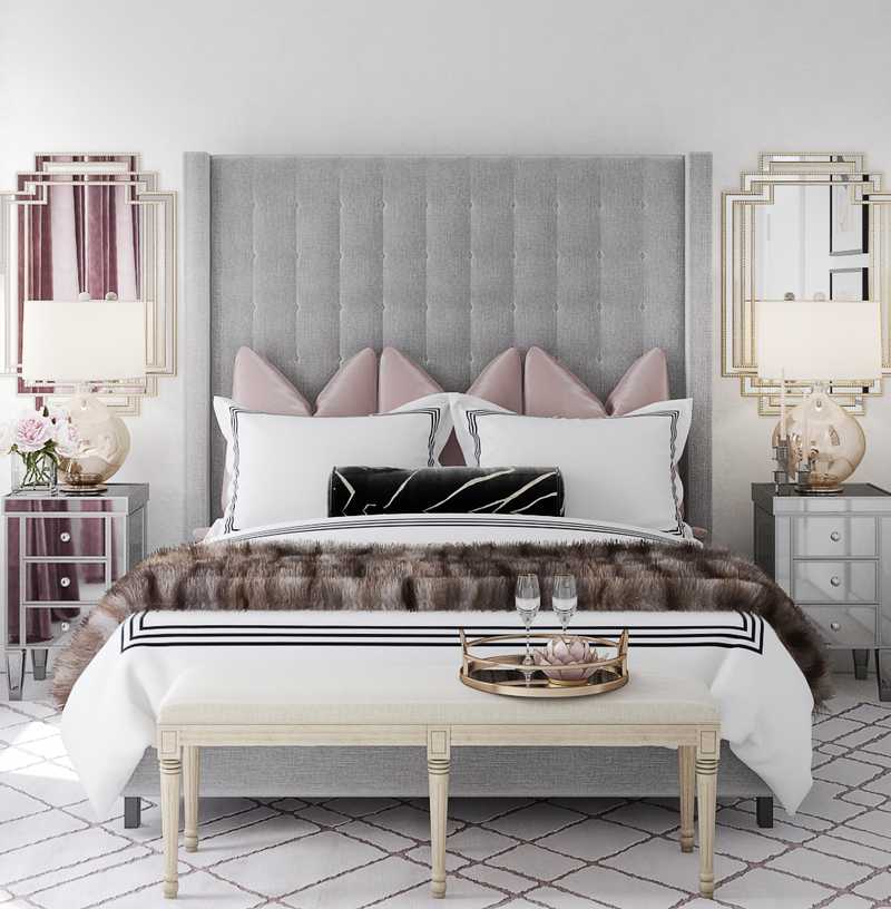 Glam, Preppy Bedroom Design by Havenly Interior Designer Kamila