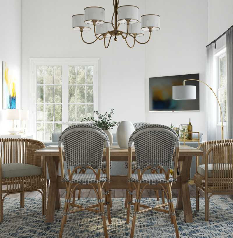 Coastal, Farmhouse, Transitional, Preppy Dining Room Design by Havenly Interior Designer Lisa