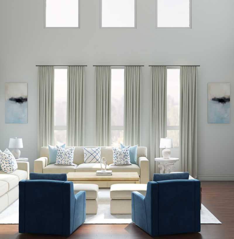 Coastal, Farmhouse Living Room Design by Havenly Interior Designer Shirley