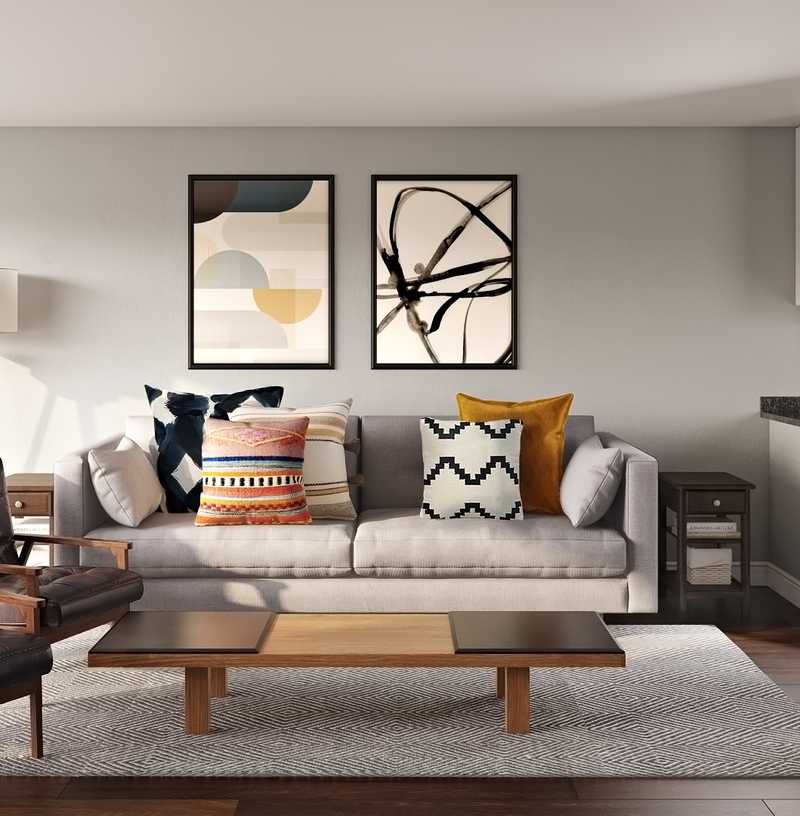 Modern, Midcentury Modern Living Room Design by Havenly Interior Designer Nidhi