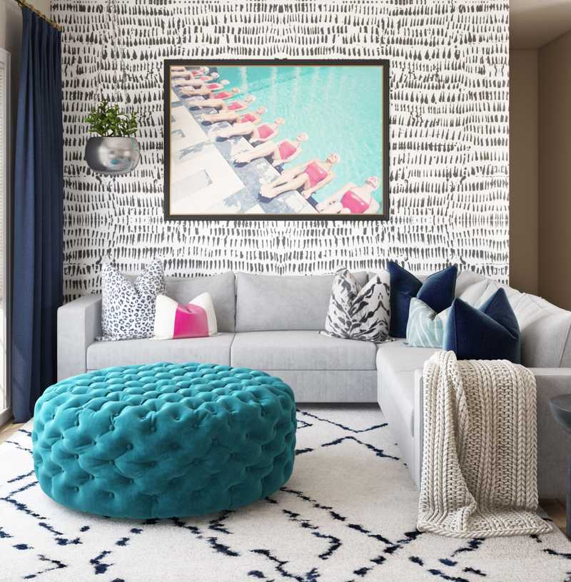 Modern, Glam, Preppy Living Room Design by Havenly Interior Designer Dani
