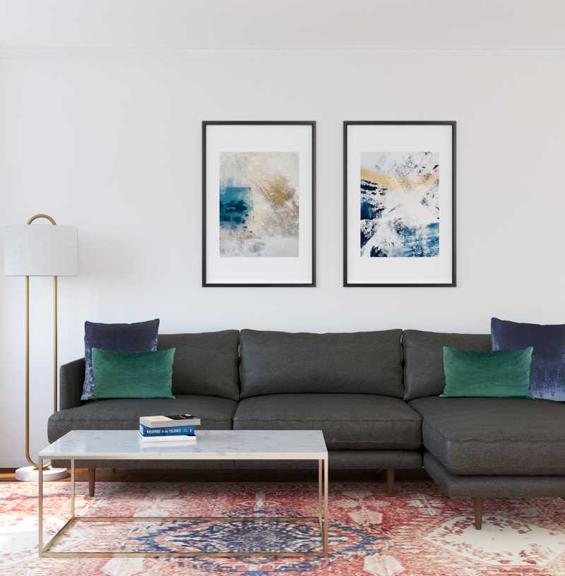 Contemporary, Modern, Midcentury Modern Living Room Design by Havenly Interior Designer Megan