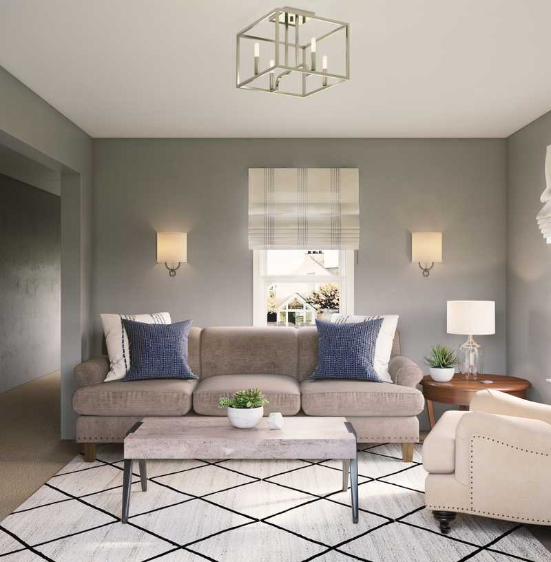 Contemporary, Classic, Coastal Living Room Design by Havenly Interior Designer Sarah