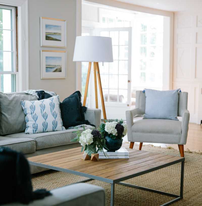 Contemporary, Coastal Living Room Design by Havenly Interior Designer Kylee