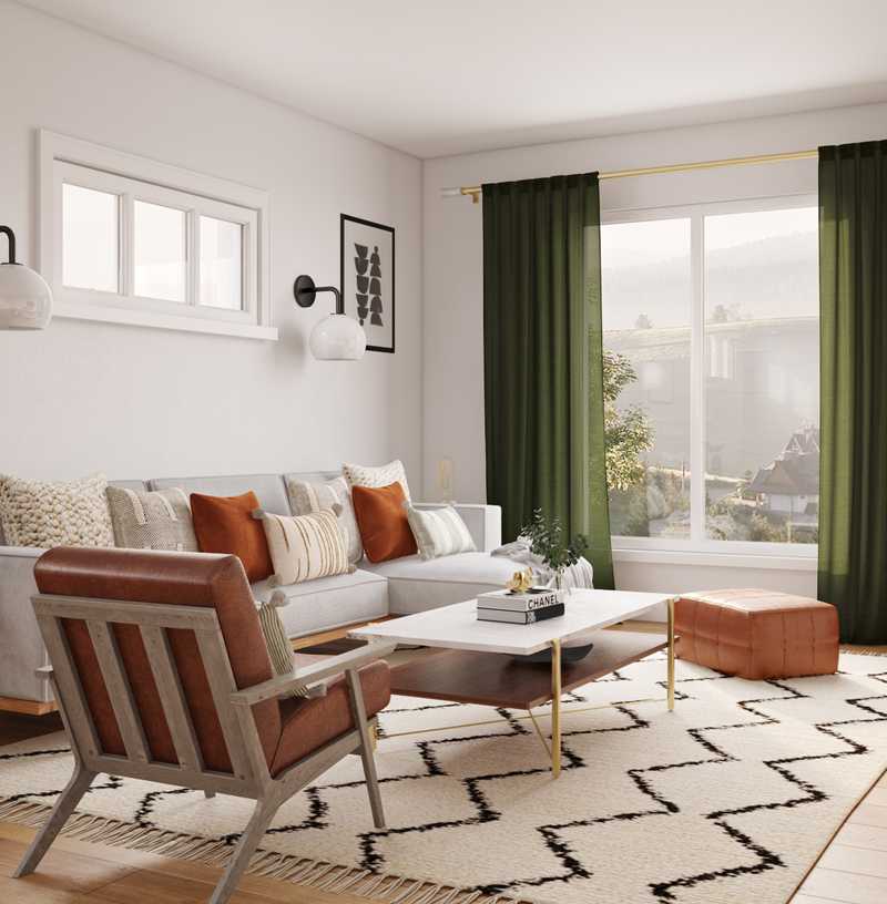 Bohemian, Midcentury Modern Living Room Design by Havenly Interior Designer Jessica