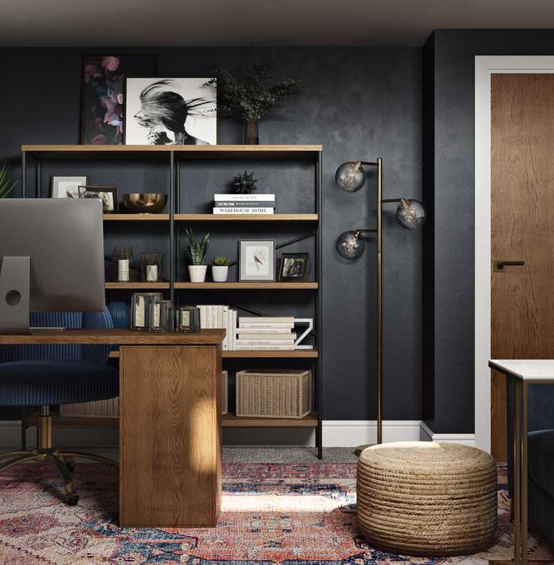 Eclectic, Industrial, Global Office Design by Havenly Interior Designer Erin