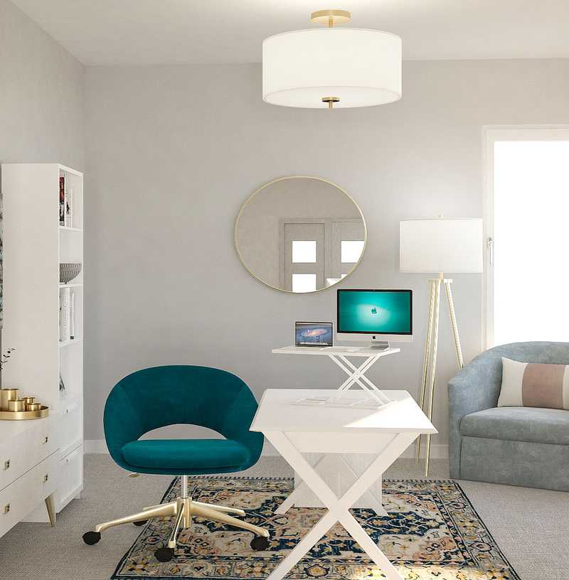 Eclectic, Glam Office Design by Havenly Interior Designer Brianna