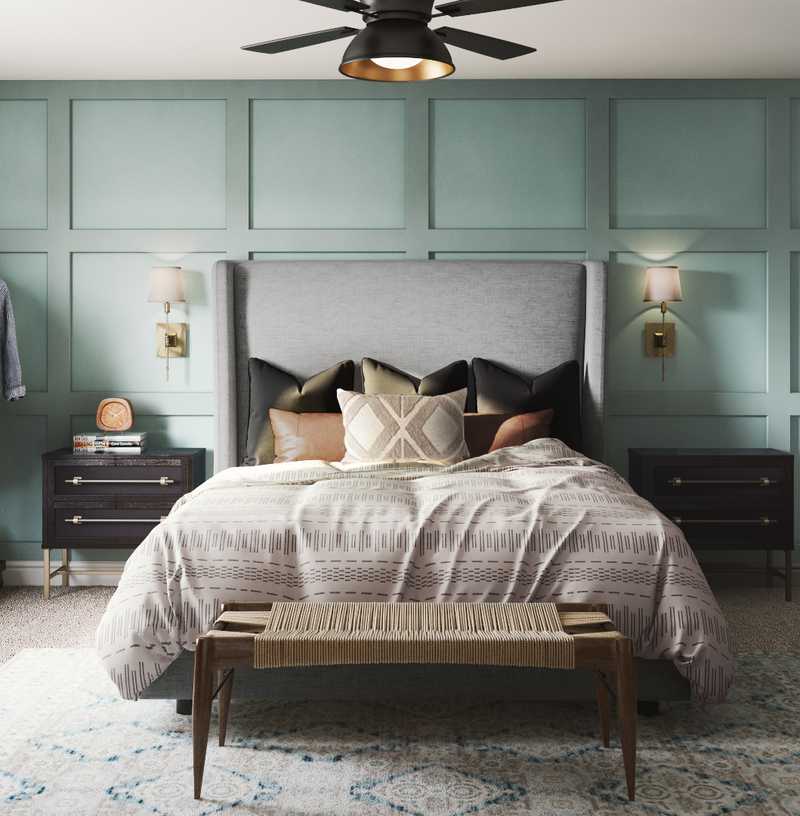 Farmhouse, Rustic, Transitional Bedroom Design by Havenly Interior Designer Katie