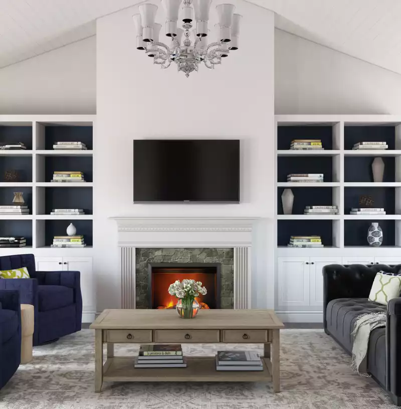 Rustic, Transitional Living Room Design by Havenly Interior Designer Liliana