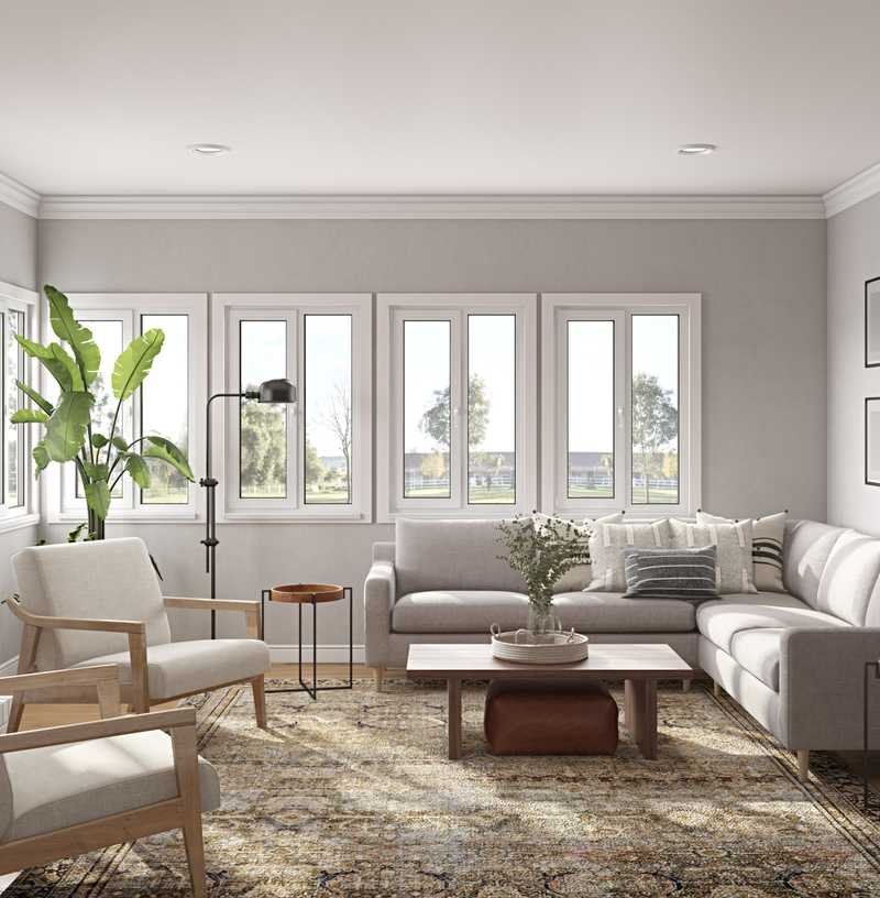 Eclectic, Transitional Living Room Design by Havenly Interior Designer Brianna