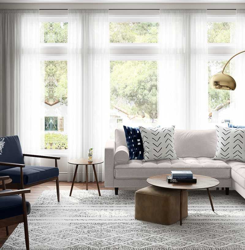 Bohemian, Midcentury Modern, Scandinavian Living Room Design by Havenly Interior Designer Carsey