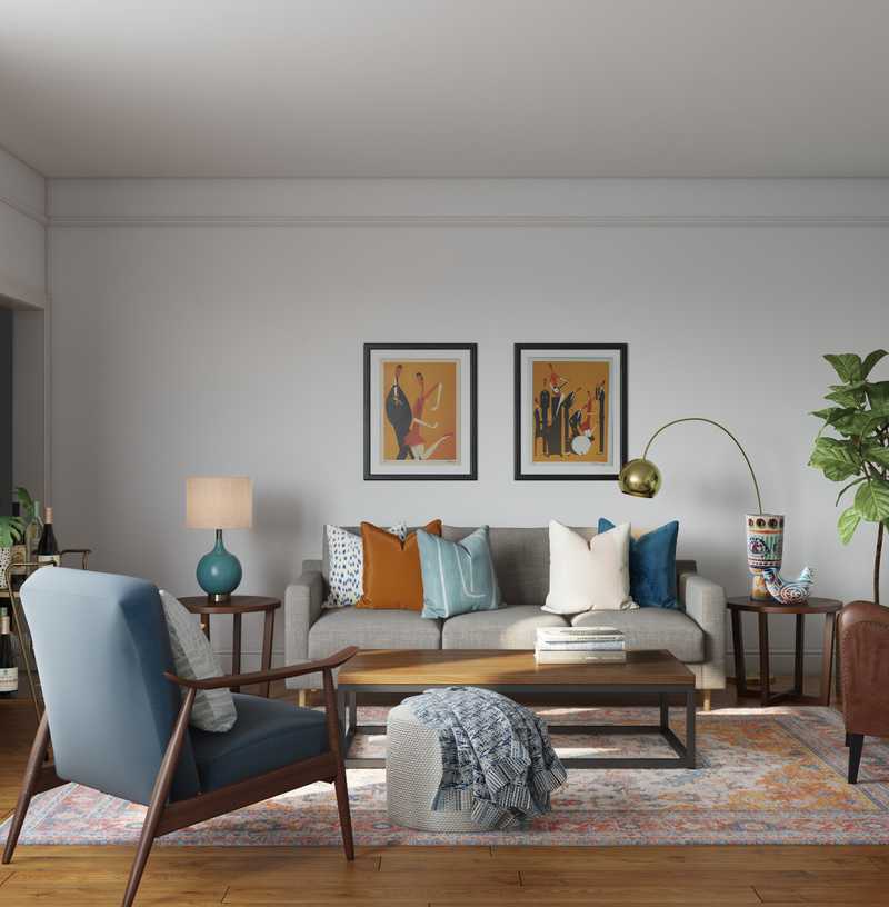 Eclectic, Bohemian, Midcentury Modern Living Room Design by Havenly Interior Designer Dani