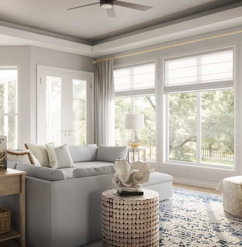 Coastal, Farmhouse Living Room Design by Havenly Interior Designer Amelia