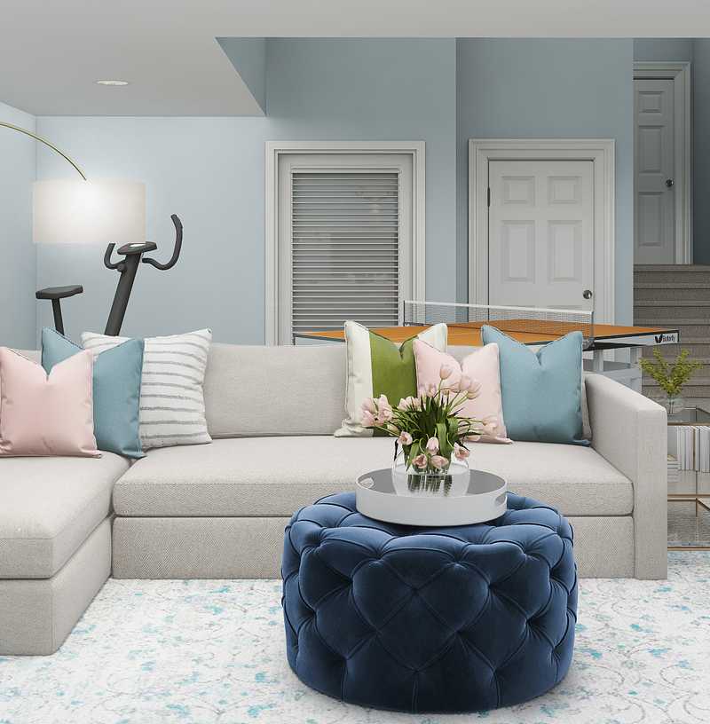 Coastal, Transitional Living Room Design by Havenly Interior Designer Kaity