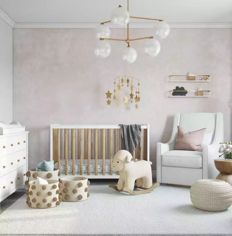 Bohemian, Glam, Traditional Nursery Design by Havenly Interior Designer Maria