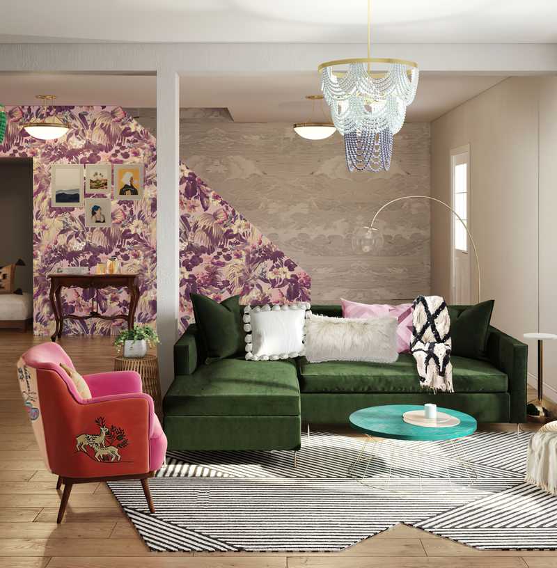 Bohemian, Midcentury Modern Living Room Design by Havenly Interior Designer Daniela